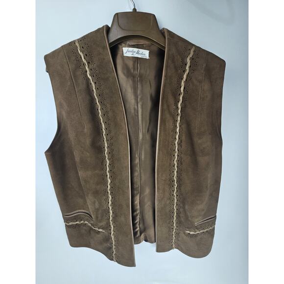 Jardin de Modas Jackets & Blazers - Suede Jardin de Modas Madrid Size M Vest Leather Accents Belt/Tie *See Desc*